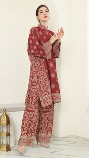 Red Gold Tunic Bali Pants Set