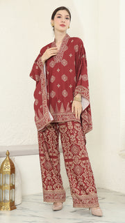 Red Gold V-neck Bali Pants Set