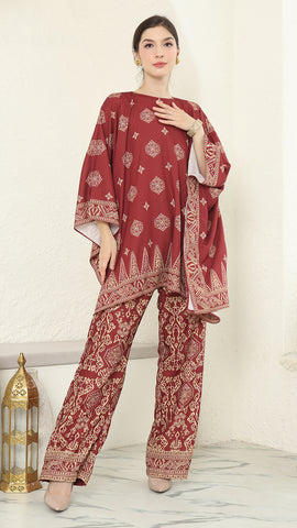 Red Gold R-neck Bali Pants Set