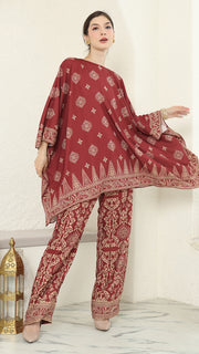 Red Gold R-neck Bali Pants Set