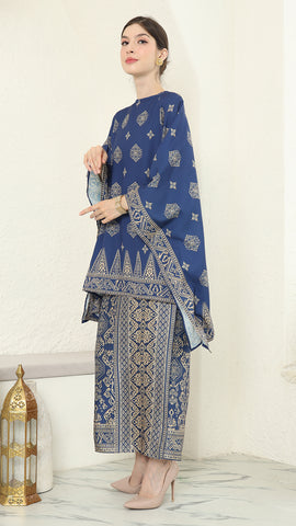 Blue Gold R-neck Bali Sarong Set