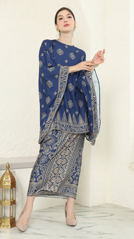 Blue Gold R-neck Bali Sarong Set