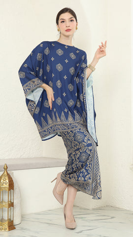 Blue Gold R-neck Bali Sarong Set