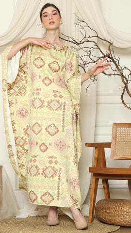 Lime Ikat Gold Short Sleeve Kaftan