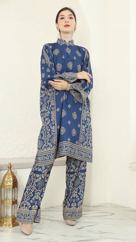 Blue Gold Tunic Bali Pants Set