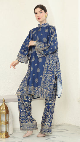 Blue Gold Tunic Bali Pants Set