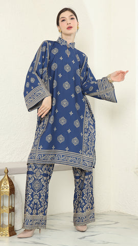 Blue Gold Tunic Bali Pants Set