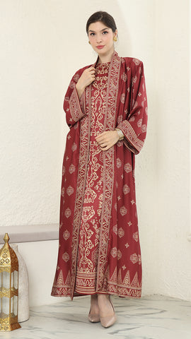 Red Gold Outer Dress Set