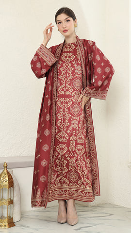 Red Gold Outer Dress Set