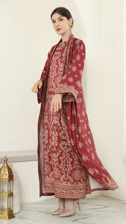 Red Gold Outer Dress Set