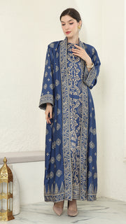 Blue Gold Outer Dress Set