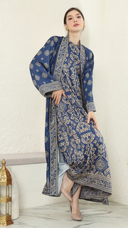 Blue Gold Outer Dress Set