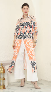 Coral Button Kaftan