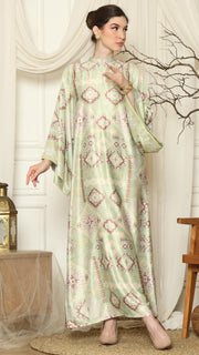 Olive Ikat Gold Long Sleeve Dress