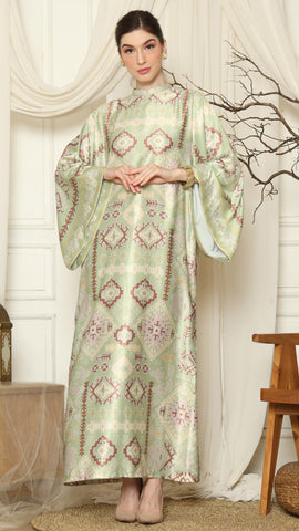 Olive Ikat Gold Long Sleeve Dress