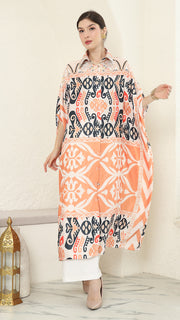 Coral Button Kaftan