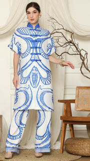 Blue White Batik Chongsam Outer