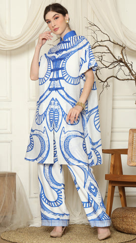 Blue White Batik Chongsam Outer