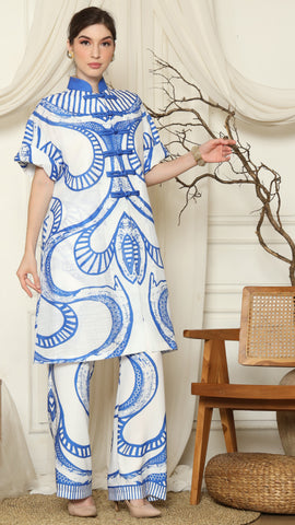 Blue White Batik Chongsam Outer