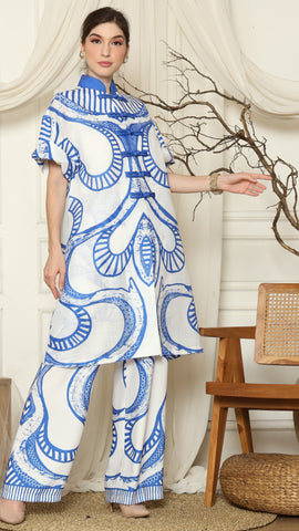 Blue White Batik Chongsam Outer