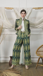 Green Emerald Songket Jacket Set