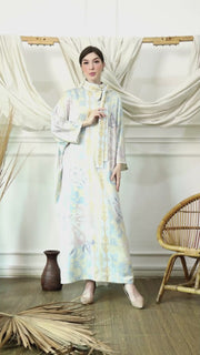 Yellow Tropical Flower HC Long Kaftan