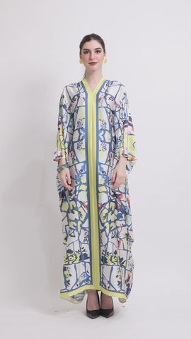 Kanzi Long Sleeve Abstract Kaftan