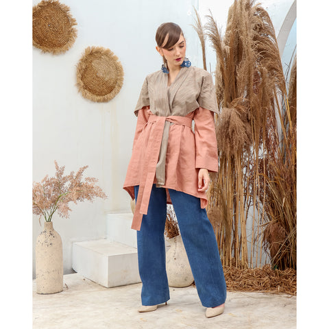 Terracota Ikat Stripe Outer with Belt