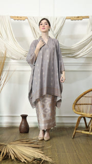 Ash Grey Ikat V-neck Sarong Set