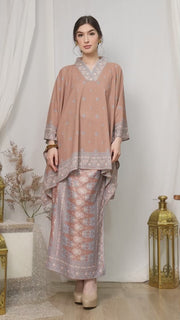 Brown Songket V-neck Sarong Set