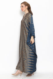 Kanzi Long Sleeve Songket Kaftan Navy Blue