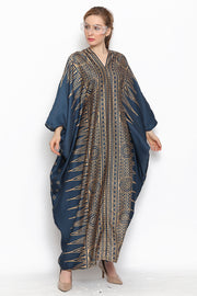 Kanzi Long Sleeve Songket Kaftan Navy Blue