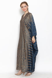 Kanzi Long Sleeve Songket Kaftan Navy Blue