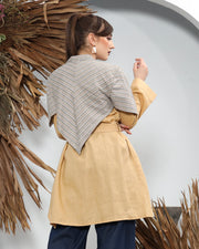 Yellow Ikat Stripe Outer with Belt