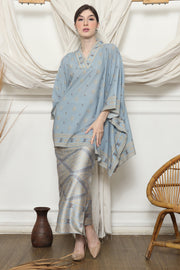 Light Blue Ikat V-neck Sarong Set