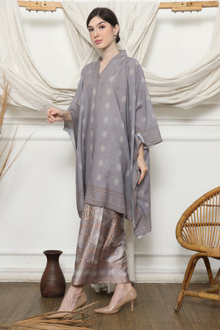 Ash Grey Ikat V-neck Sarong Set