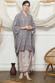 Ash Grey Ikat V-neck Sarong Set