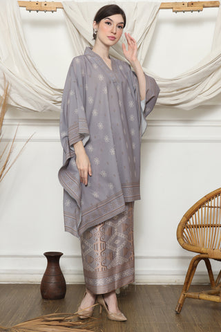 Ash Grey Ikat V-neck Sarong Set