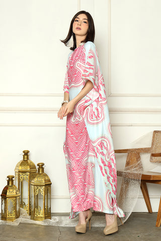 Pink Short Sleeve Batik Kaftan