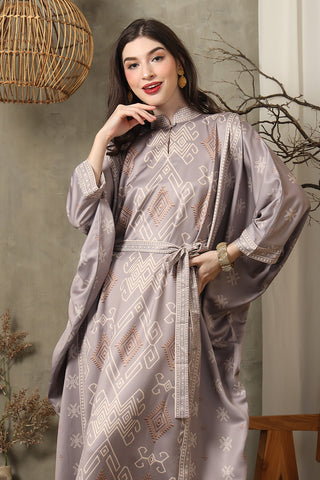 Ash Grey Ikat HC Long Kaftan