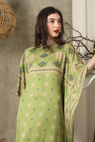 Olive Ikat Short Kaftan