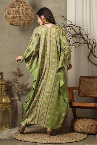 Olive Ikat Long Kaftan