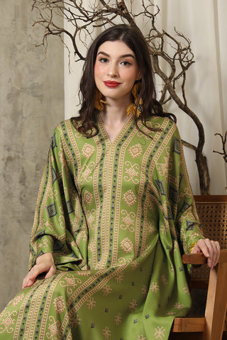 Olive Ikat Long Kaftan