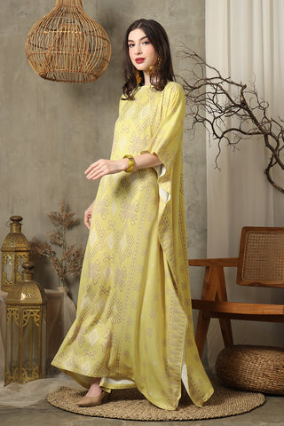 Yellow Ikat Short Kaftan