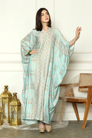 Mint Long Sleeve Songket Kaftan