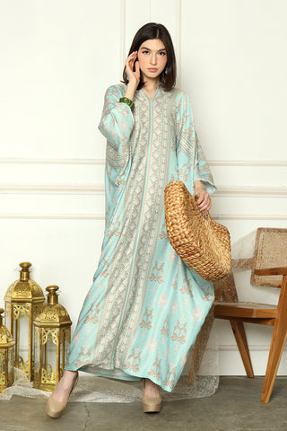 Mint Long Sleeve Songket Kaftan