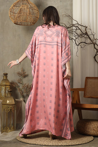 Ash Pink Ikat Short Kaftan