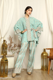 Mint Songket Kebaya Belt Pants Set