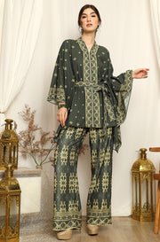 Emerald Green Songket Tunic Belt Pants Set