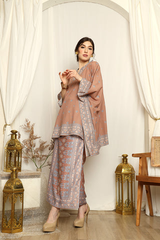 Brown Songket V-neck Sarong Set